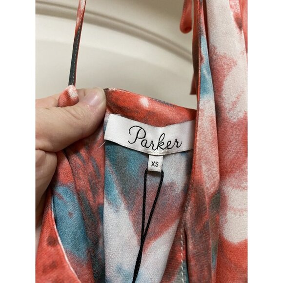 Parker Dress Womens XS Maxi Sleeveless Ruffle Abstract Floral NWT - Picture 3 of 6